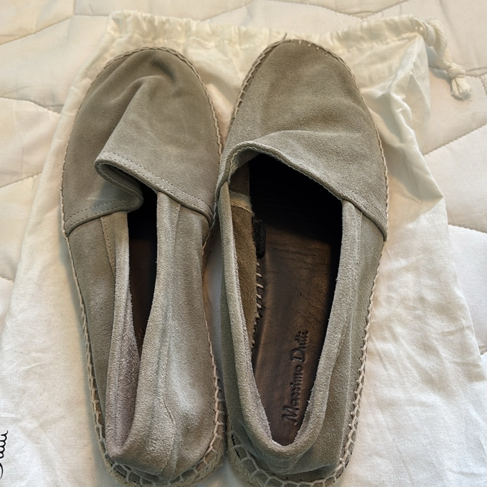 Massimo Dutti Tan Leather Slip-On Espadrilles